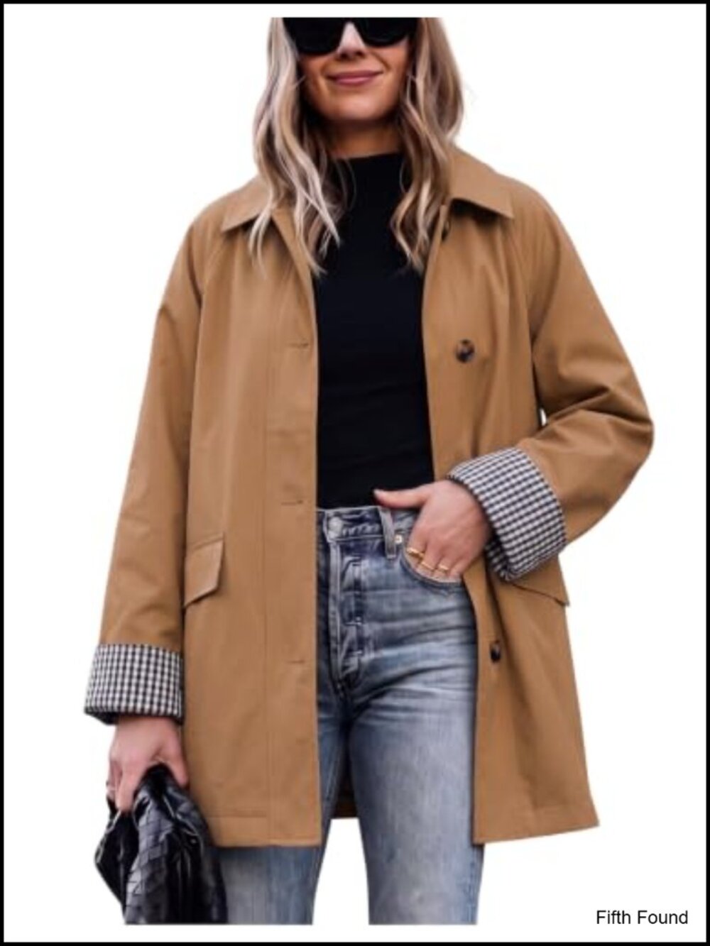 Women's Lightweight Trench Coat Button Front Plaid Lining Mid-Length